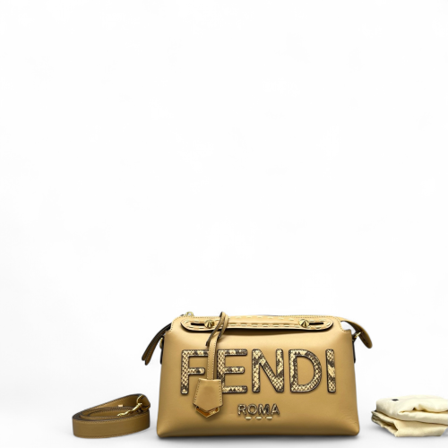 Fendi By The Way Medium Snakeskin Smooth Calfskin Beige