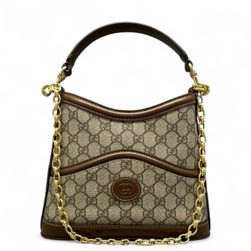 Gucci Two-Way Bag GG Monogram Calfskin Brown Khaki