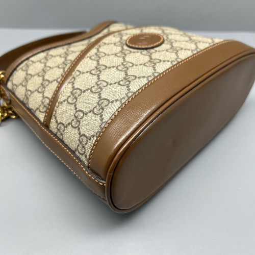 Gucci Two-Way Bag GG Monogram Calfskin Brown Khaki