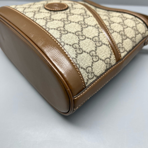 Gucci Two-Way Bag GG Monogram Calfskin Brown Khaki