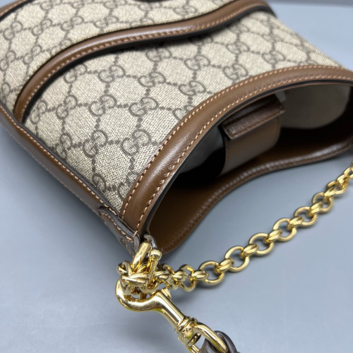 Gucci Two-Way Bag GG Monogram Calfskin Brown Khaki