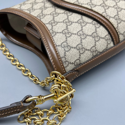 Gucci Two-Way Bag GG Monogram Calfskin Brown Khaki