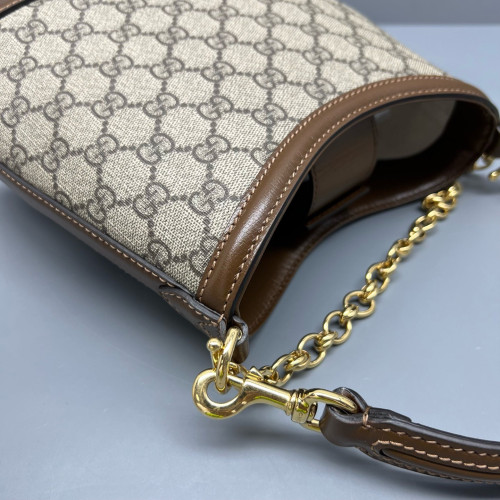 Gucci Two-Way Bag GG Monogram Calfskin Brown Khaki