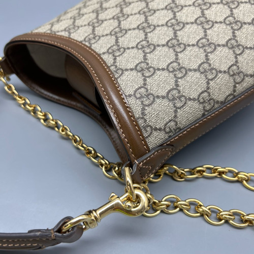 Gucci Two-Way Bag GG Monogram Calfskin Brown Khaki