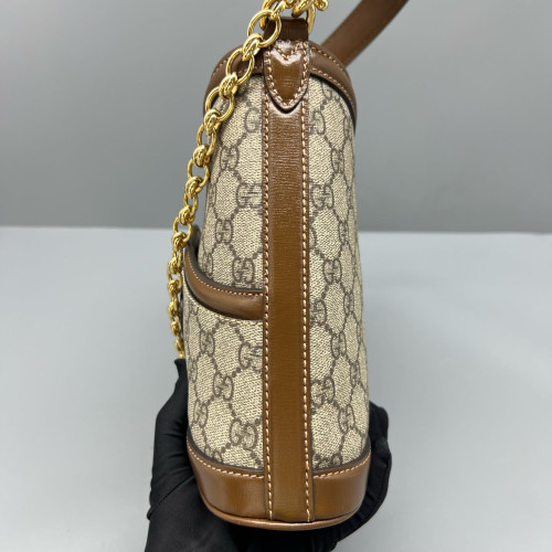 Gucci Two-Way Bag GG Monogram Calfskin Brown Khaki