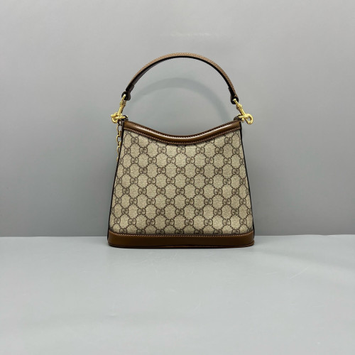 Gucci Two-Way Bag GG Monogram Calfskin Brown Khaki