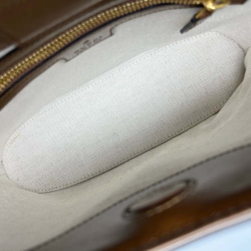Gucci Two-Way Bag GG Monogram Calfskin Brown Khaki