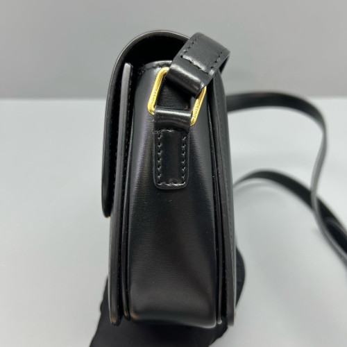 Celine Triomphe Teen Triomphe Shoulder Bag Glazed Calfskin Black Celine Triomphe Teen Triomphe Shoulder Bag Glazed Calfskin Black