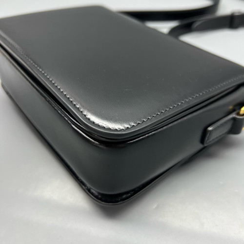 Celine Triomphe Teen Triomphe Shoulder Bag Glazed Calfskin Black Celine Triomphe Teen Triomphe Shoulder Bag Glazed Calfskin Black