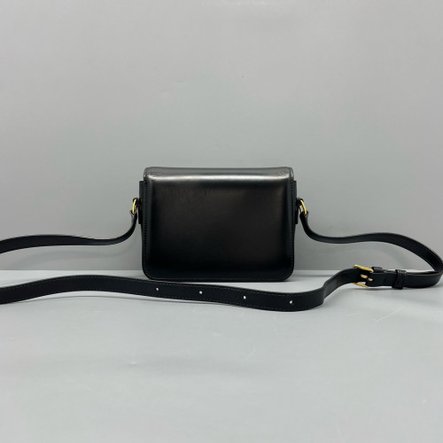 Celine Triomphe Teen Triomphe Shoulder Bag Glazed Calfskin Black Celine Triomphe Teen Triomphe Shoulder Bag Glazed Calfskin Black