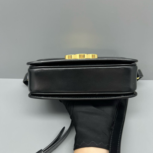 Celine Triomphe Teen Triomphe Shoulder Bag Glazed Calfskin Black Celine Triomphe Teen Triomphe Shoulder Bag Glazed Calfskin Black