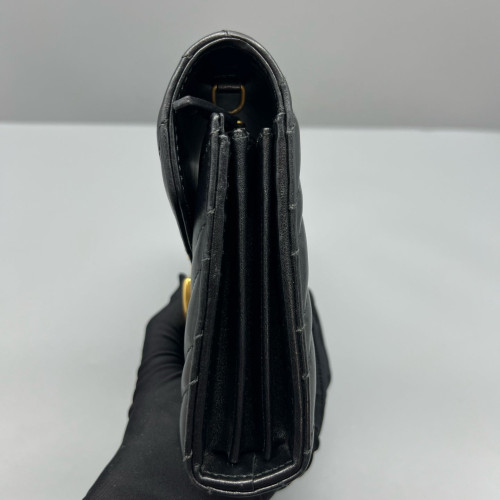 Gucci Chevron GG Marmont Chain Wallet Calfskin Black