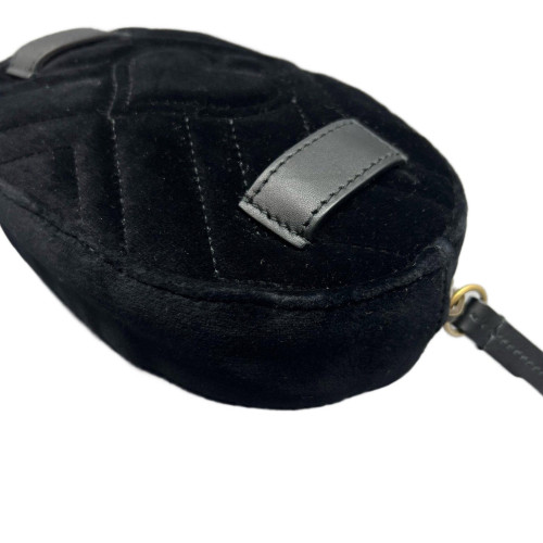 Gucci Chevron GG Marmont Belt Bag Velvet Black