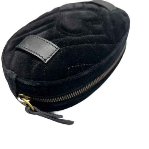 Gucci Chevron GG Marmont Belt Bag Velvet Black