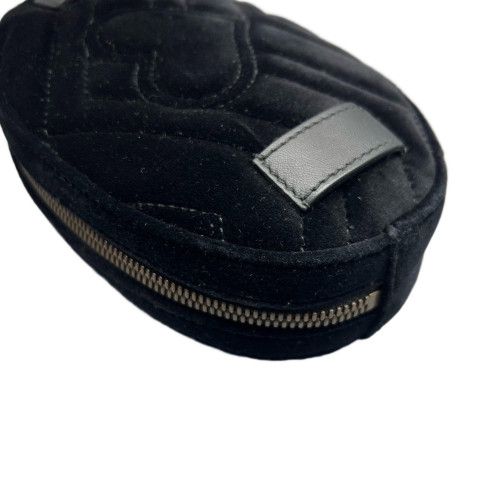 Gucci Chevron GG Marmont Belt Bag Velvet Black