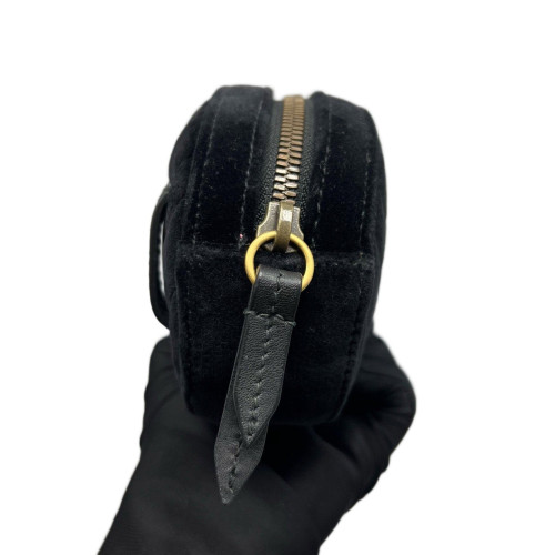 Gucci Chevron GG Marmont Belt Bag Velvet Black