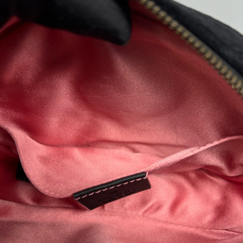 Gucci Chevron GG Marmont Belt Bag Velvet Black