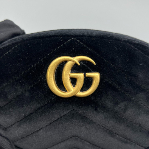 Gucci Chevron GG Marmont Belt Bag Velvet Black