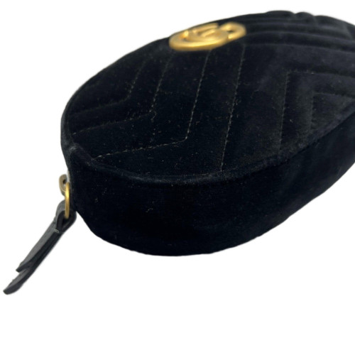 Gucci Chevron GG Marmont Belt Bag Velvet Black