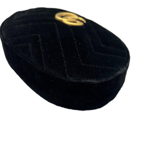 Gucci Chevron GG Marmont Belt Bag Velvet Black