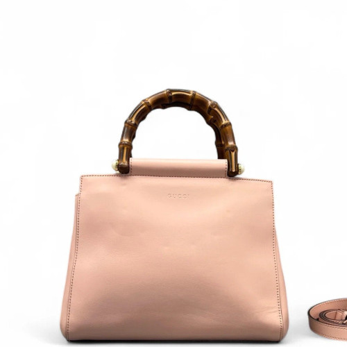 Gucci Bamboo Lady Lock Bamboo Top Handle Bag Calfskin Pink