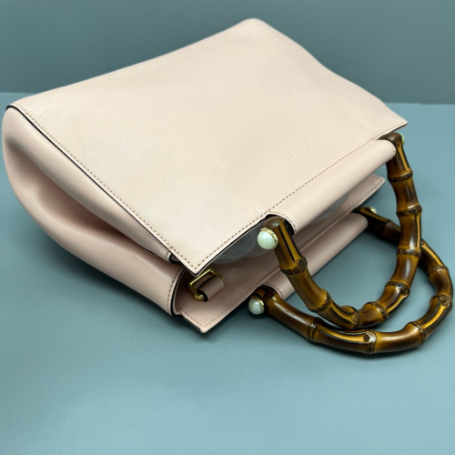 Gucci Bamboo Lady Lock Bamboo Top Handle Bag Calfskin Pink
