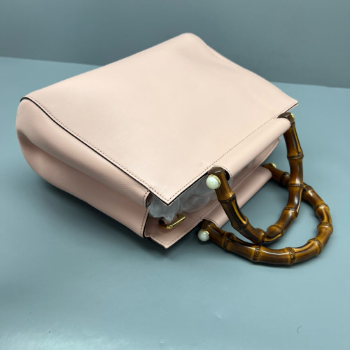 Gucci Bamboo Lady Lock Bamboo Top Handle Bag Calfskin Pink