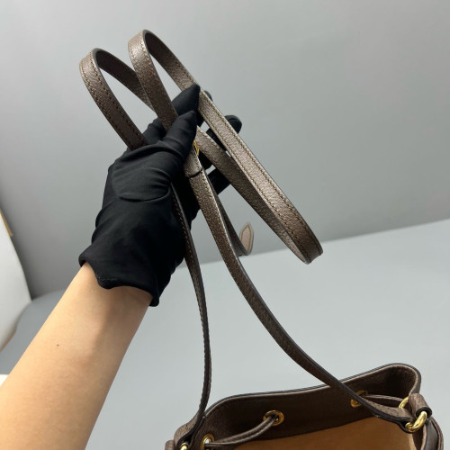 Gucci Web Mini Ophidia Bucket Bag GG Monogram Beige Ebony Khaki