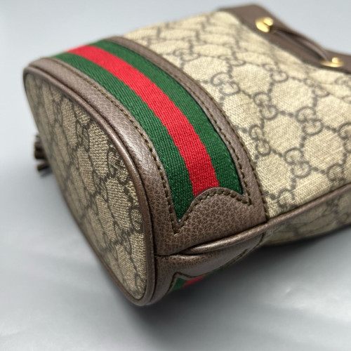 Gucci Web Mini Ophidia Bucket Bag GG Monogram Beige Ebony Khaki