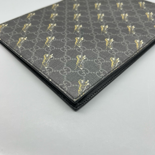 Gucci Print Clutch Coated Canvas Black