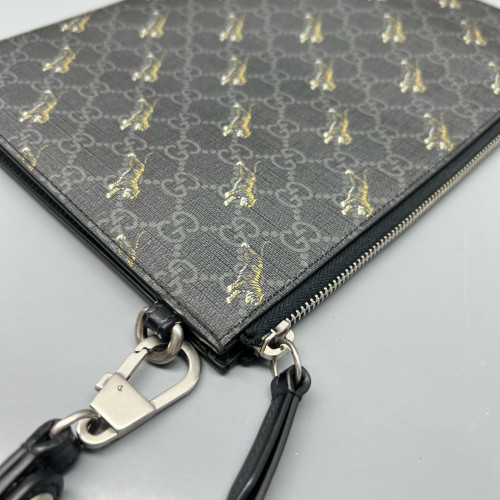 Gucci Print Clutch Coated Canvas Black