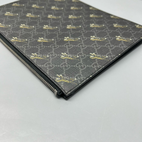 Gucci Print Clutch Coated Canvas Black