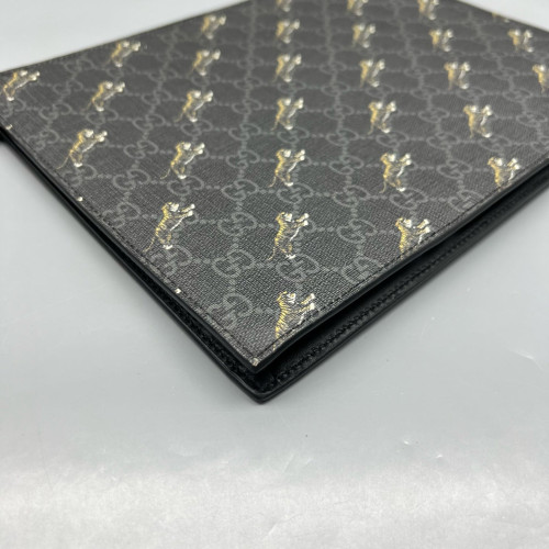 Gucci Print Clutch Coated Canvas Black