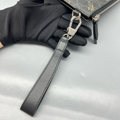 Gucci Print Clutch Coated Canvas Black
