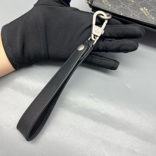 Gucci Print Clutch Coated Canvas Black