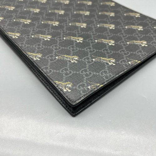 Gucci Print Clutch Coated Canvas Black