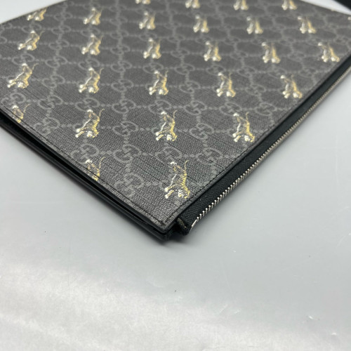 Gucci Print Clutch Coated Canvas Black