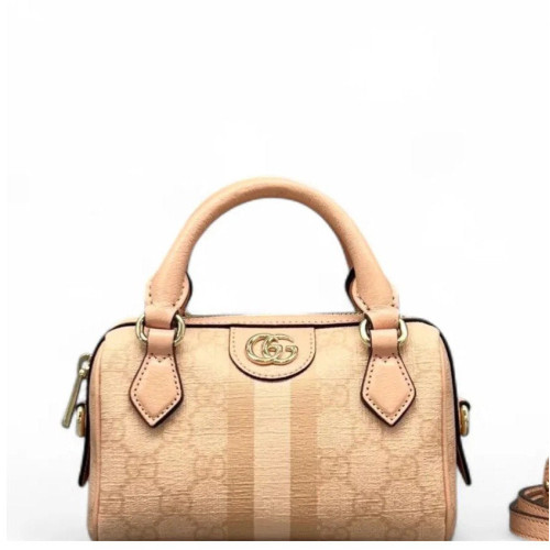Gucci Boston Bag GG Supreme Monogram Calfskin Pink