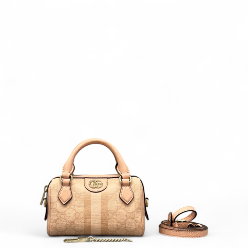 Gucci Boston Bag GG Supreme Monogram Calfskin Pink
