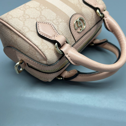 Gucci Boston Bag GG Supreme Monogram Calfskin Pink