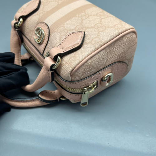 Gucci Boston Bag GG Supreme Monogram Calfskin Pink