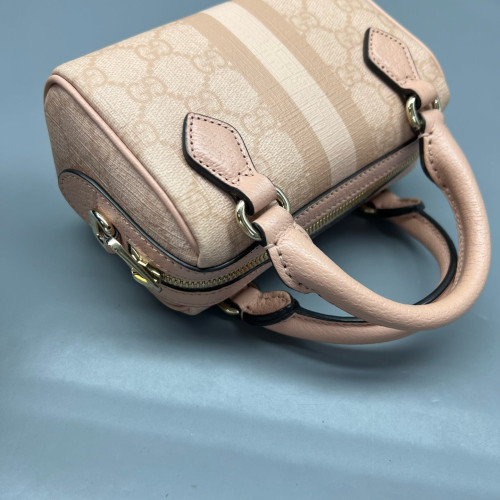Gucci Boston Bag GG Supreme Monogram Calfskin Pink
