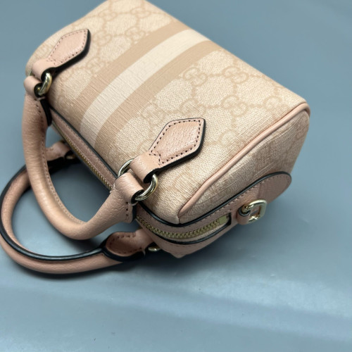 Gucci Boston Bag GG Supreme Monogram Calfskin Pink