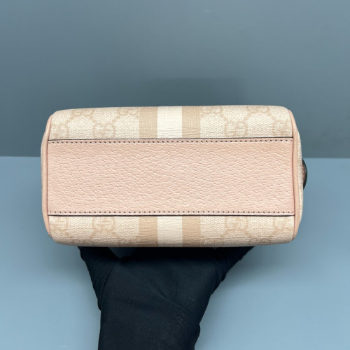Gucci Boston Bag GG Supreme Monogram Calfskin Pink