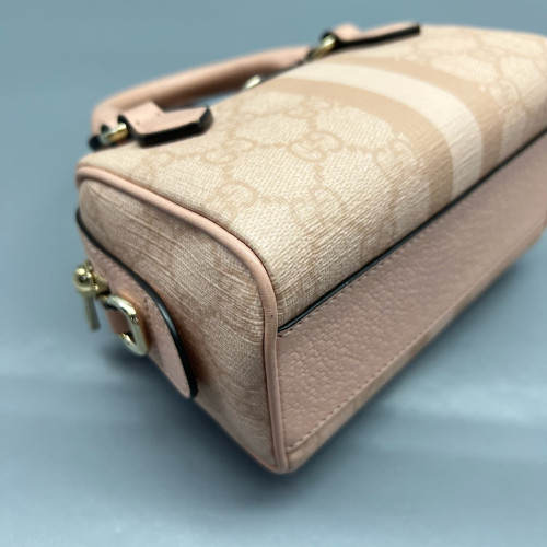 Gucci Boston Bag GG Supreme Monogram Calfskin Pink