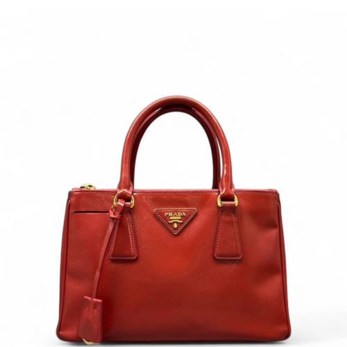 Prada Small Galleria Double Zip Tote Patent Calfskin Red Prada Small Galleria Double Zip Tote Patent Calfskin Red