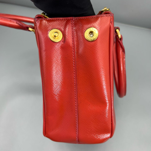 Prada Small Galleria Double Zip Tote Patent Calfskin Red Prada Small Galleria Double Zip Tote Patent Calfskin Red