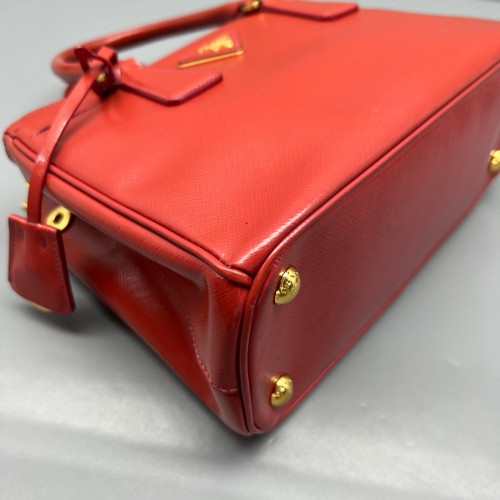 Prada Small Galleria Double Zip Tote Patent Calfskin Red Prada Small Galleria Double Zip Tote Patent Calfskin Red