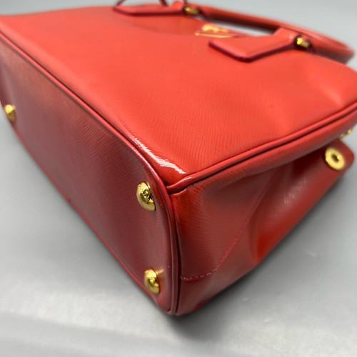 Prada Small Galleria Double Zip Tote Patent Calfskin Red Prada Small Galleria Double Zip Tote Patent Calfskin Red