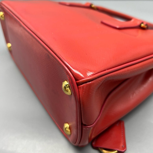 Prada Small Galleria Double Zip Tote Patent Calfskin Red Prada Small Galleria Double Zip Tote Patent Calfskin Red